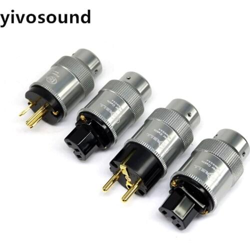 Yivosound Pure copper plating HIFI audio video power connector female US 3 pin plug