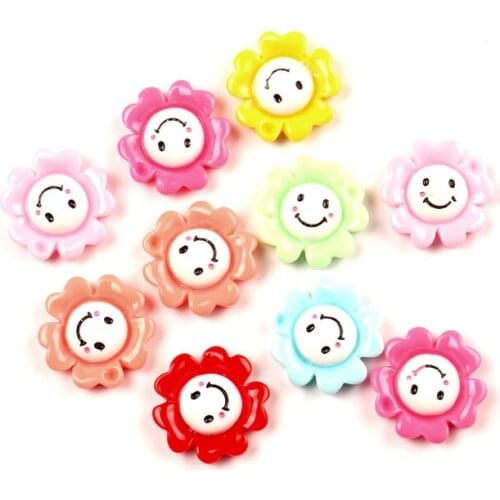 50Pcs Mixed Sunflower Resin Decoration Crafts Beads Flatback Cabochon Scrapbook Kawaii DIY Embellishments Accessories Buttons