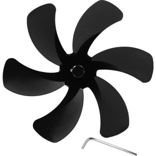 6 Black Fireplace Fan Accessories Aluminum Alloy Thickened Blade Diameter 180mm Heatinghousehold Energy-saving Stove Fan