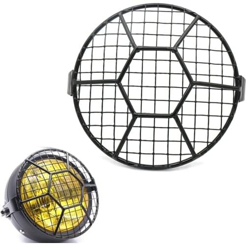 Evomosa Retro Motorcycle Headlight Grill Motorbike Cafe Racer Head Lamp Cover Mesh For Harley Chopper Cruiser Softail Sportster