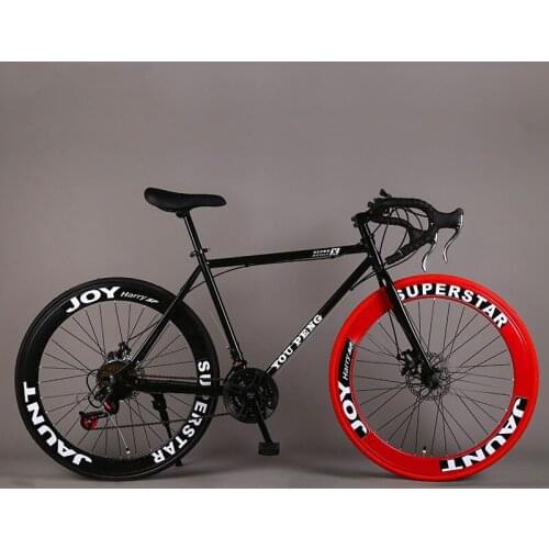 Mountain Bicycle Fixed Gear Road Bike Speed Double Disc Brakes Men and Women 60 Knife Wheel sStudent Adult
