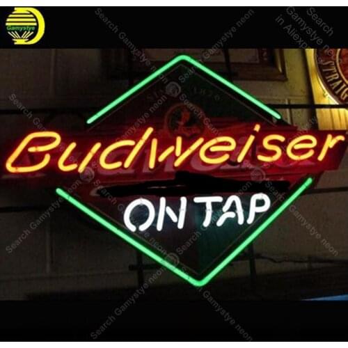 Budweise On Tap Classic Neon Sign Glass Tube Handmade neon light Sign Decorate Hotel Beer club Iconic Neon Light Lamp Advertise