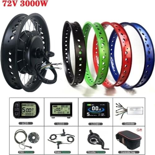 Electric Bike Conversion Kit SOMEDAY 3000W 72V Snow Bike Brushless Gearless 20inch Rear Rotate Hub Motor Wheel for Fat Tire