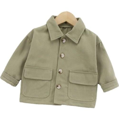 Casual Spring Autumn Boys Baby Girls Turn-down Collar Costume Toddler Fashion Jacket Kids CartoonClothes Children Solid Clothing
