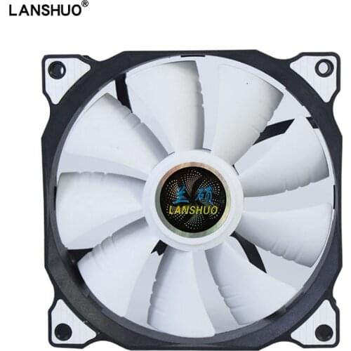 LANSHUO PWM 4 Pin120mm Computer Case Fan Silent 12CM Fan CPU Cooling RGB Quiet PC Cooler Fan Case Fans 12V DC Adjust Fan Speed