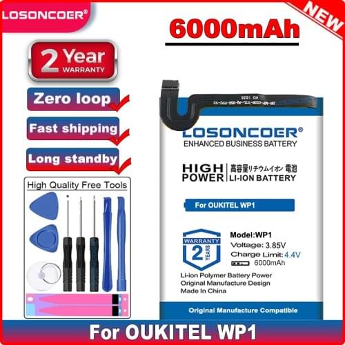 LOSONCOER Good Quality Battery 6000mah WP1 Battery for Oukitel WP1 Batteries ~In Stock