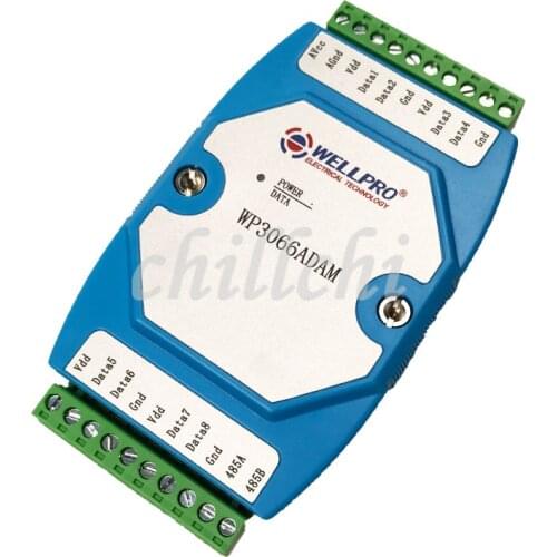 DS18B20 temperature acquisition module 8 -way RS485 MODBUS communication can be computer-controlled