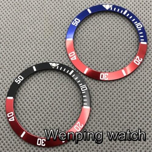 New 38mm high quality black blue red aluminum bezel white digital marker Insert fit 40mm watch case mens watch bezel