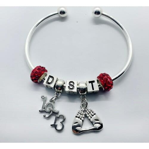 New fashion metal letter D S T big hole beads bracelet DELTA sorority society jewelry opening wire bangle