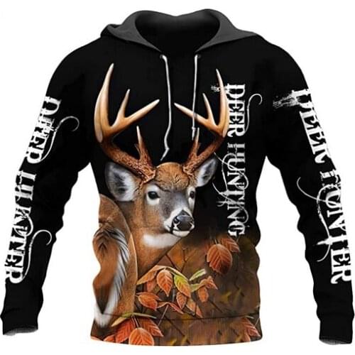 Hunting deer 3D Printed Mens Hoodie Harajuku Streetwear autumn hoodies Sweatshirt Unisex Casual Jacket Tracksuits
