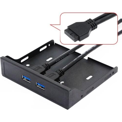 QINDIAN 20Pin 2Port USB 3.0 Hub USB3.0 Front Panel Cable Adapter Metal Bracket for PC Desktop 3.5 Inch Floppy Disk Drive Bay NEW
