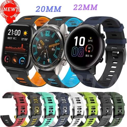 22 20mm Silicone Watch Strap For Huami Amazfit GTS GTR 42 46mm Bracelet For Huawei GT Amazfit Bip U Bip S GTS 2 GTR 2E Wristband