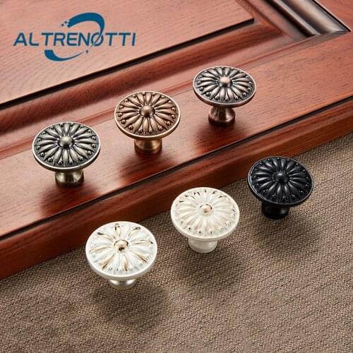 Furniture Cabinet Antique Handle Round Vintage Wardrobe Kitchen Door Pull Drawer Cupboard Dresser Zinc Alloy Knob Home Hardware