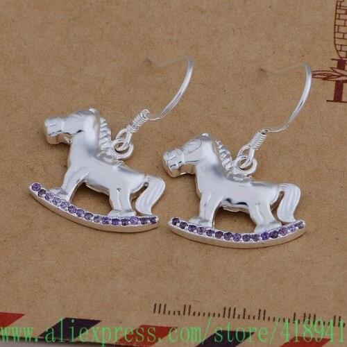 Silver Plated earrings , Silver Plated fashion jewelry , wooden horse /ettanlaa buvakmca AE632