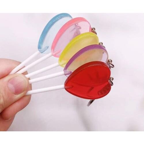 Cute Imitation Candy Lollipop Keychain Heart Star Lifelike Lolly Car Keyring Girl Bag Pendant Jewelry Student Lover Holiday Gift