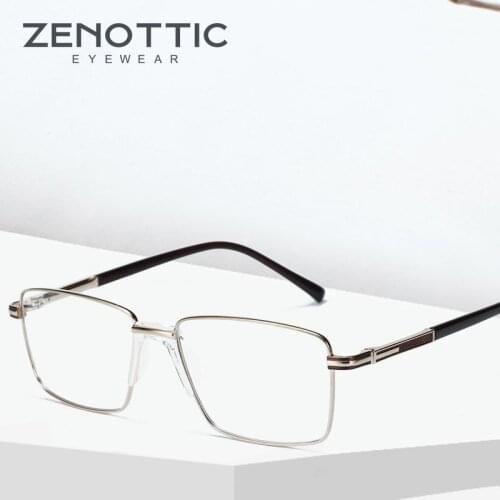 ZENOTTIC Square Glasses Frame For Men Ultra Light Metal Optical Myopia Eyewear Male Fashion Prescription Eyeglasses Frames