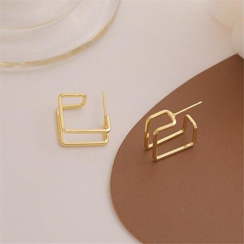Square Stud Earrings Women Fashion Geometric Simplicity Temperament Punk SStyle Earrings