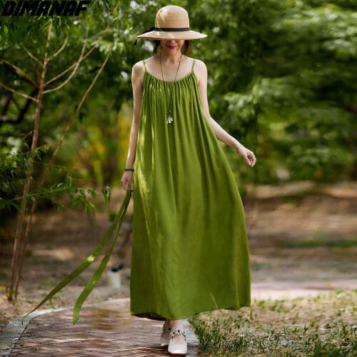 DIMANAF Plus Size Women Dress Summer Sleeveless Belt Vest Solid Linen Sexy Casual Female Big Base Yellow Black White Long Dress
