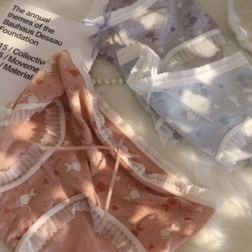 Womens Cotton Underwear Sexy Lace Panties Fashion Hollow Out Comfort Briefs Mid Waist Seamless Underpants Female Lingerie