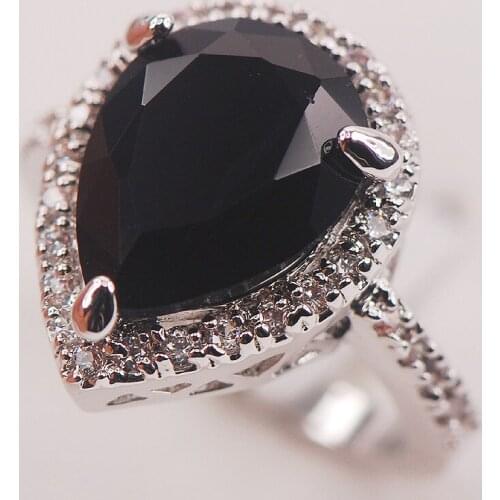 Black Crystal Zircon White Crystal Zircon 925 Sterling Silver Woman Ring Size 6 7 8 9 10 F604 Jewelry