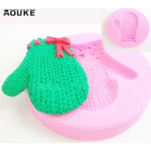 Winter Knitted Shape Gloves DIY Cake Decoration Embossed Tools Chocolate Mold Fondant Silicone Mould Biscuits Ice Cube Molds