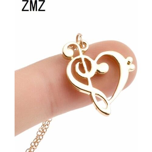 ZMZ 10pcs/lot 2018 Europe/US fashion cute musical note heart shape pendant love heart necklace gift for mom party jewelry
