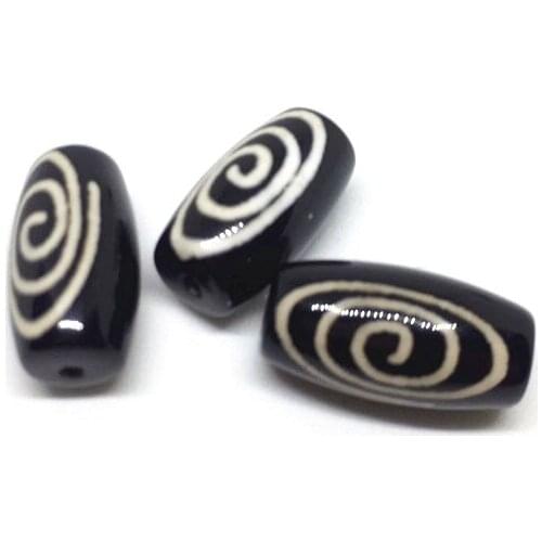 1pcs 1lot Rare Patterns Spiral 10mm*20mm Black Color Natural Agate Amulet Tibetan Dzi Beads for Bracelet DIY Jewelry Making
