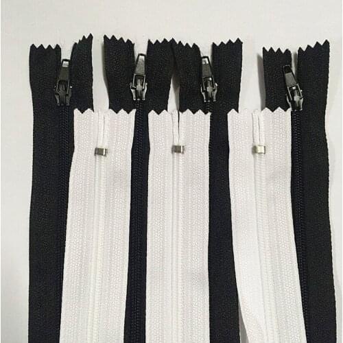 100pcs (16 Inch) 40cm Black & White Nylon Coil Zippers Tailor Sewer Craft Crafters &FGDQRS #3 close End
