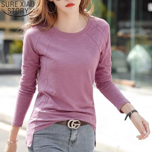 2021 Plus Size Loose Casual T-Shirt New Spring Long Sleeve Shirt Women O-Neck Cotton White Tees Tops Fashion T-Shirts 13171