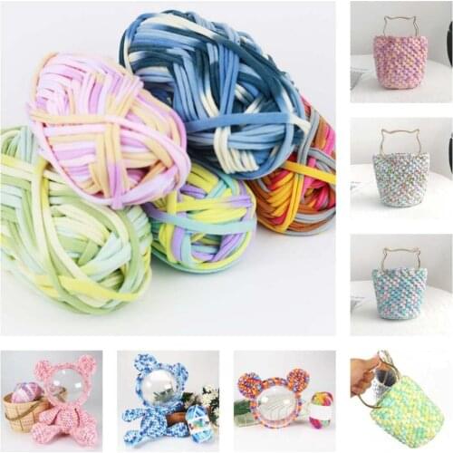 5pcs/lot Multicolored Flora Printed Weaving Thread Yarn Soft Polyester Woven Bag Carpet DIY Hand-knitted Material