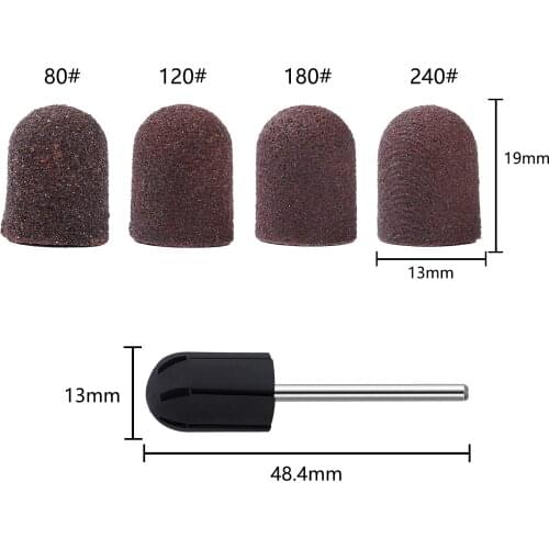 50pcs 80/120/180/240# 13*19mm Nail Art Sanding Caps Block Sanding Bands Manicure Nail Drill Polishing File Beauty Accessories