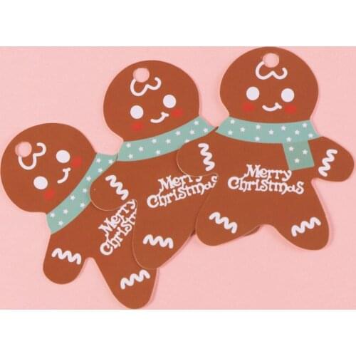 50PCS Christmas Hanging Tag Gingerbread Man Tags for Gift DIY Xmas Present Wrap and Label Package