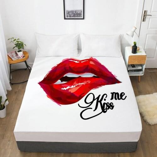Fitted Sheet Mattress Cover With Elastic Band Bed Sheets Bedding Linens Queen King Size Bedsheet 90/160X200CM white Kiss