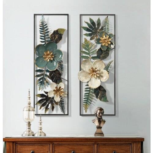 American Creative 3D Stereo Wrought Iron Artificial Flower Wall Hanging Ornament Decoration Home Livingroom Background Mural Art