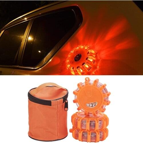 Car Emergency SOS Light LED Roadside Safety Flashing Lamp Warning Lantern Hook Breakdown Kit Auto Orange Magnetic Base Light