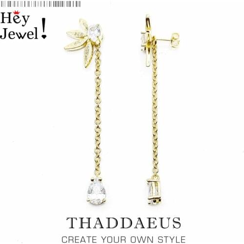 Earrings Leaves with Chain Large,Europe Fine Jewelry For Women,2020 Autumn New Elegance and Brightness Sterling Silver 925 Gift