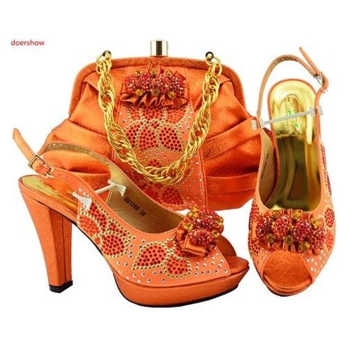 Doershow Italian Shoes with Matching Bags African Shoe and Bag Set Italian Design African Shoes and Bag Set for Party SFG1-15