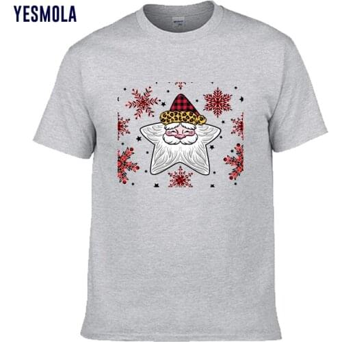 YESMOLA Mens T-shirt Star Santa Cotton Short Sleeves O-neck T Shirt Xmas Christmas Cool Casual TShirt Unisex Fashion Tshirt