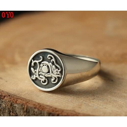 100%S990 pure silver ring fashion retro ethnic style mighty beast ring mans ring