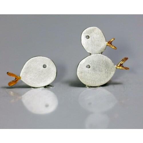 Cute Female Small Gold Bird Earrings 925 Sterling Silver Stud Earrings For Women Vintage Minimalist Animal Wedding Earrings