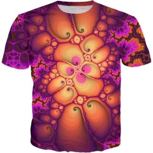 Fashion Clothing Orange Fractal T-Shirt Women Men T Shirt 3d Tees Outfits Jumper Harajuku Characters Tumblr Psychedelic Street