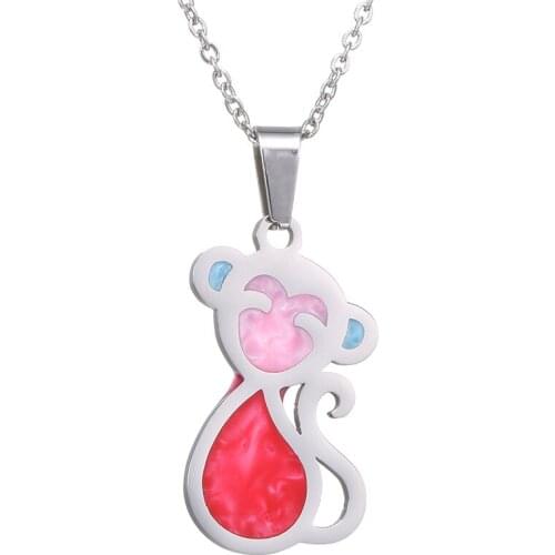 Fashion Monkey Pendant Necklaces Stainless Steel Silver Color Chain Cute Animal Necklace For Women Men Jewelry Choker Gift New
