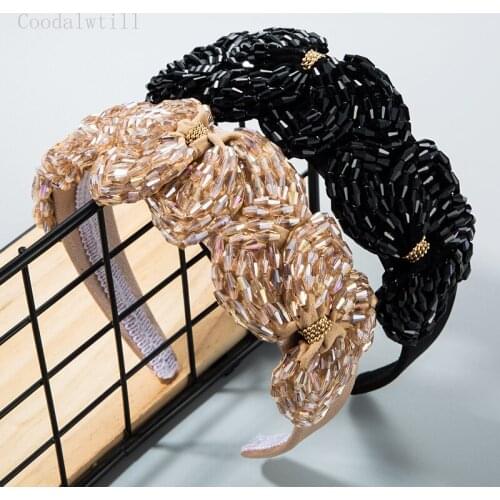 Fashion Bright Crystal Hairbands Bejeweled Padded Headbands Chic Rainbow Rhinestonesfor Women Sparkly Girls Wide Headbands