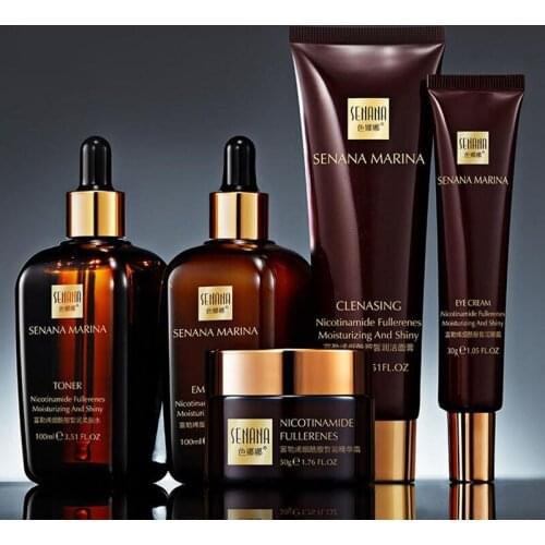 Fullerene Nicotinamide Skin Care Set Moisturizing Hydrating Face Cream Shrink Pore Control Oil Facial Skin Care