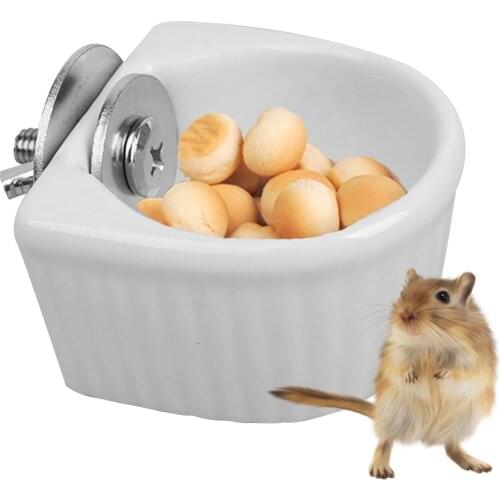 Non-Slip Anti-Turn Hamster Bowl Ceramic Hanging Pet Food Bowl Pet Feeder Bowl For Chinchill Gerbil Pet Feeding Supplies