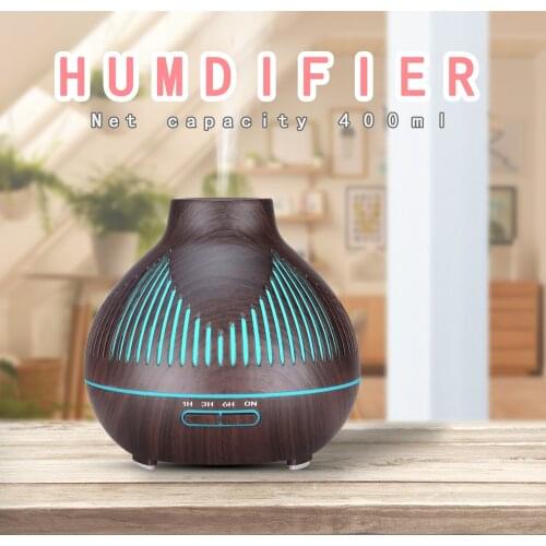 2020 NEW aroma diffuser ultrasonic essential oil diffuser 400ml colorful lights air aromatherapy humidifier with wood grain