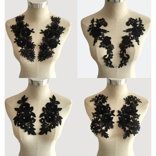 New arrive Black Lace Collar DIY Rhinestone Sewing Embroidery Neckline Applique Clothing Decorative Craft Supplies Accessories