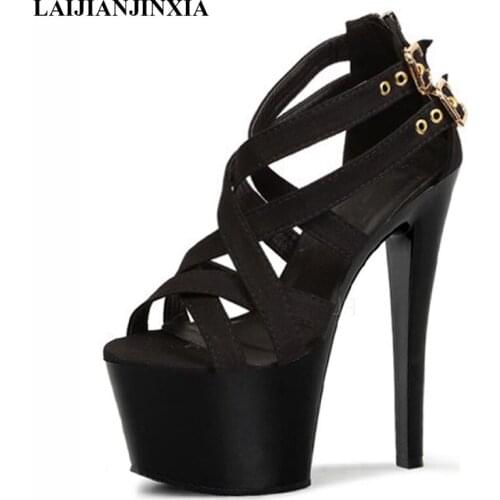 New Strap Super High Sandals 17cm High-Heeled Pole Dancing Shoes Platforms Party Dance Shoes