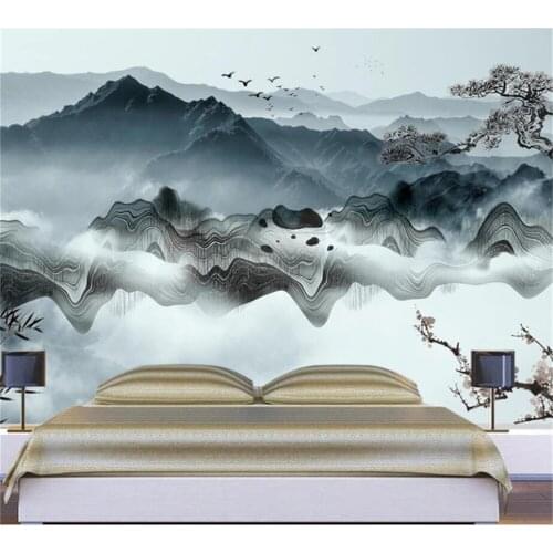 Beibehang custom papel de parede 3d wallpaper Chinese artistic conception abstract ink landscape background decorative painting