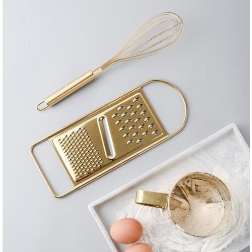 Originality Kitchen Baking Tool Suit Golden Stainless Steel Whisk Screening Cup Of Scraper Egg Powder Mixer Stirring Rotary 1pc